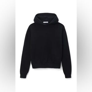 PERFECTWHITETEE Heart Fleece Pullover Hoodie in True Black NWT.